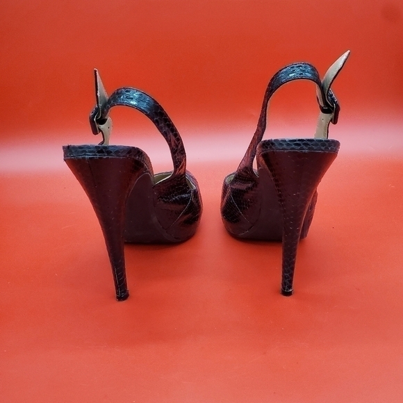 Colin Stuart Snake Print Ankle Strap Heels Womens 10B Shoes - Picture 8 of 16